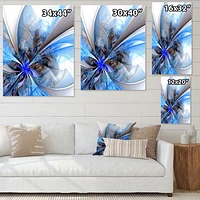 Symmetrical Large Blue Fractal Flower  Canvas Art Print