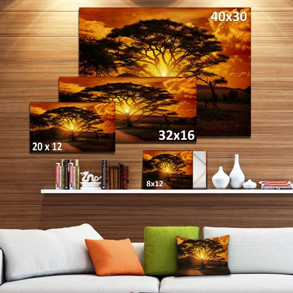 African Sunset with Lonely Tree  Wall Art