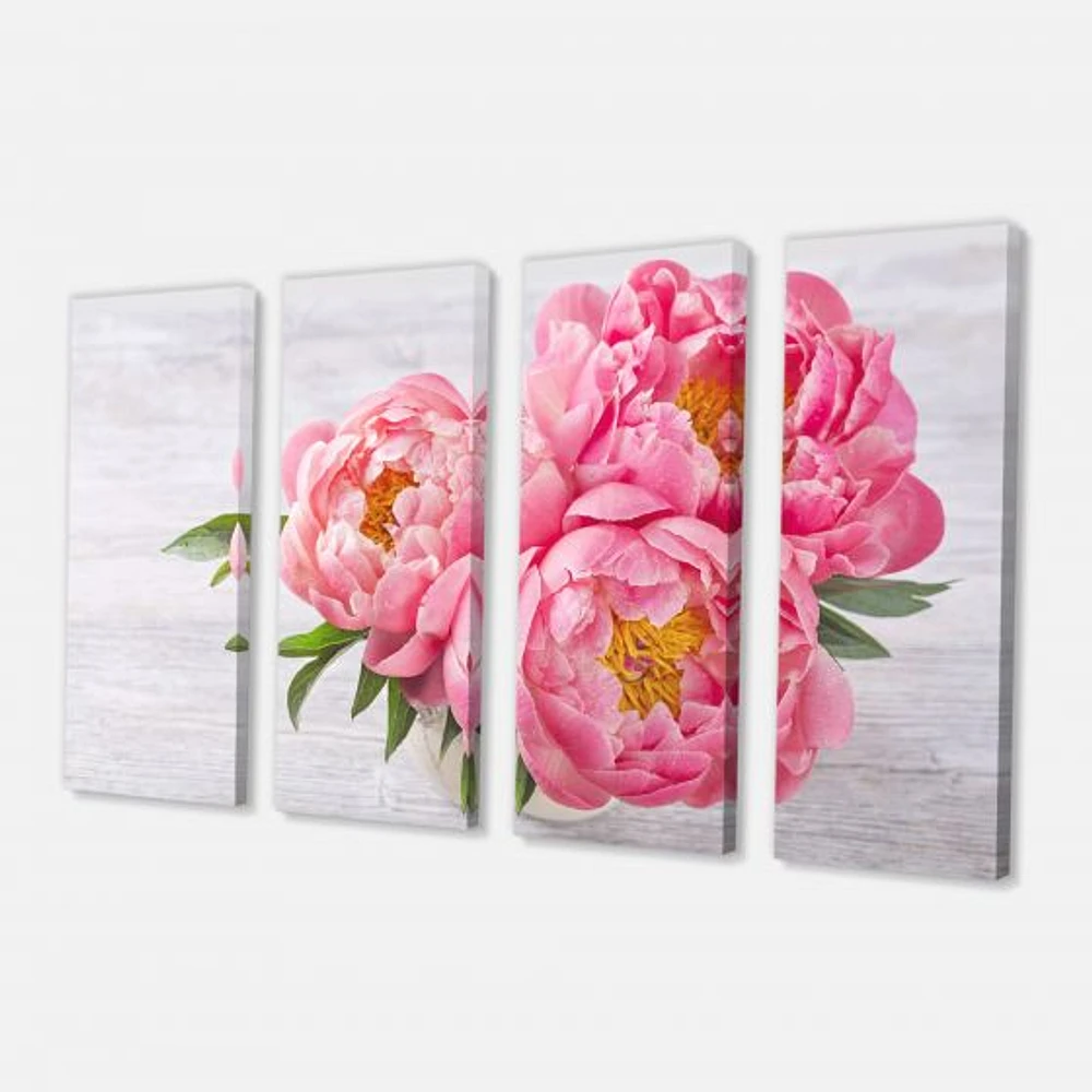 Bunch of Peony Flowers Vase  Canvas Wall Art