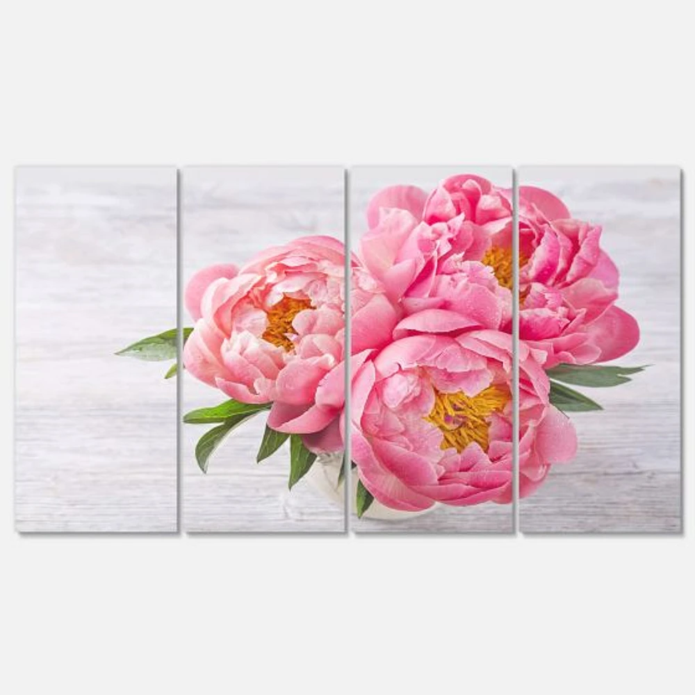 Bunch of Peony Flowers Vase  Canvas Wall Art