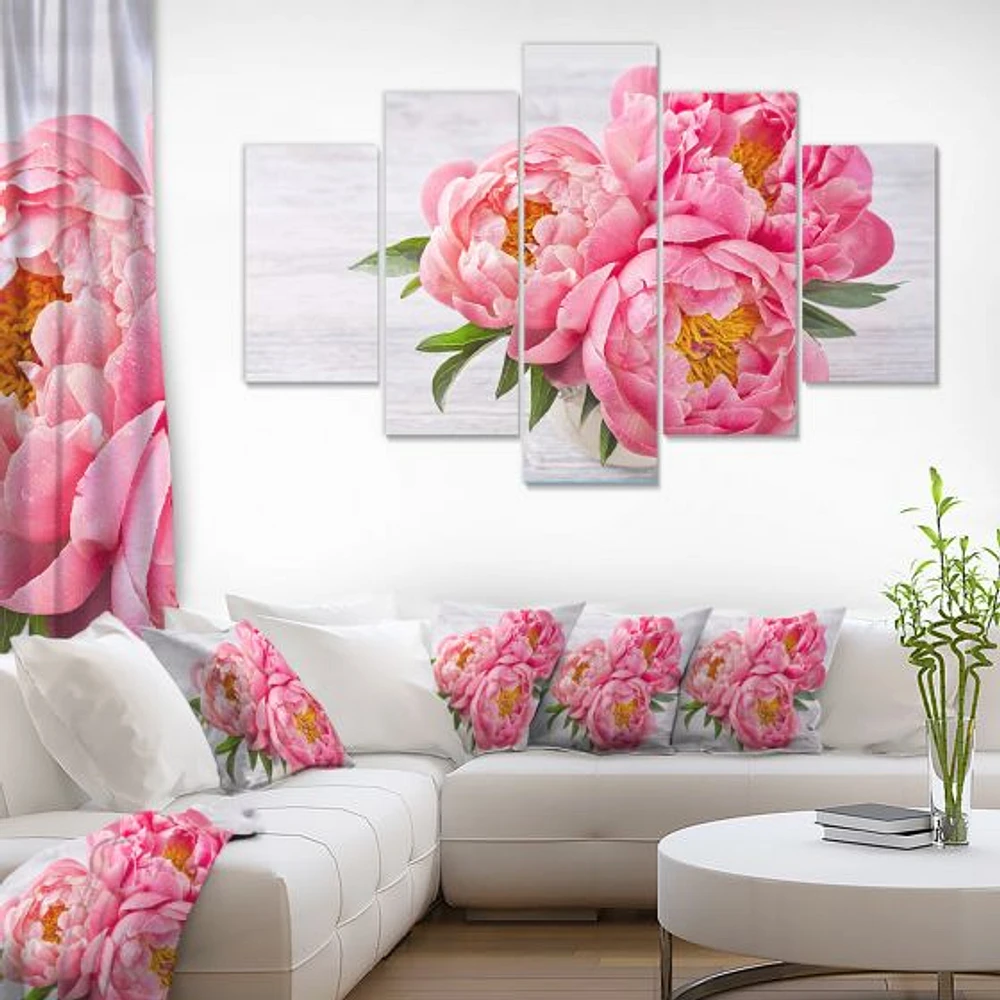 Bunch of Peony Flowers Vase  Canvas Wall Art