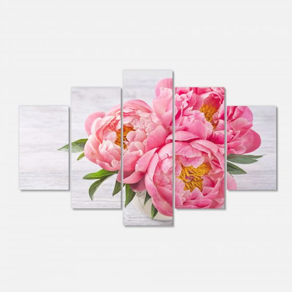 Bunch of Peony Flowers Vase  Canvas Wall Art