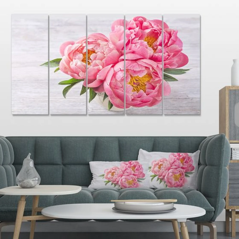 Bunch of Peony Flowers Vase  Canvas Wall Art