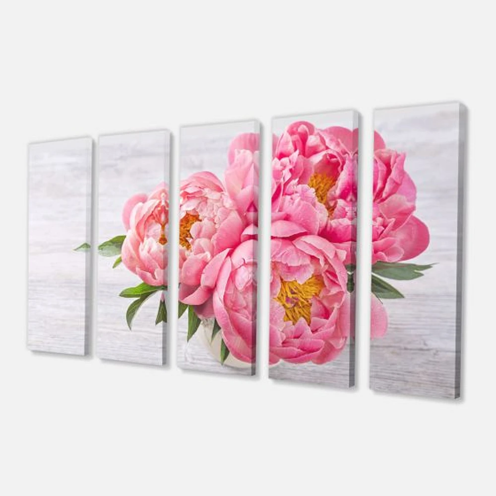 Bunch of Peony Flowers Vase  Canvas Wall Art