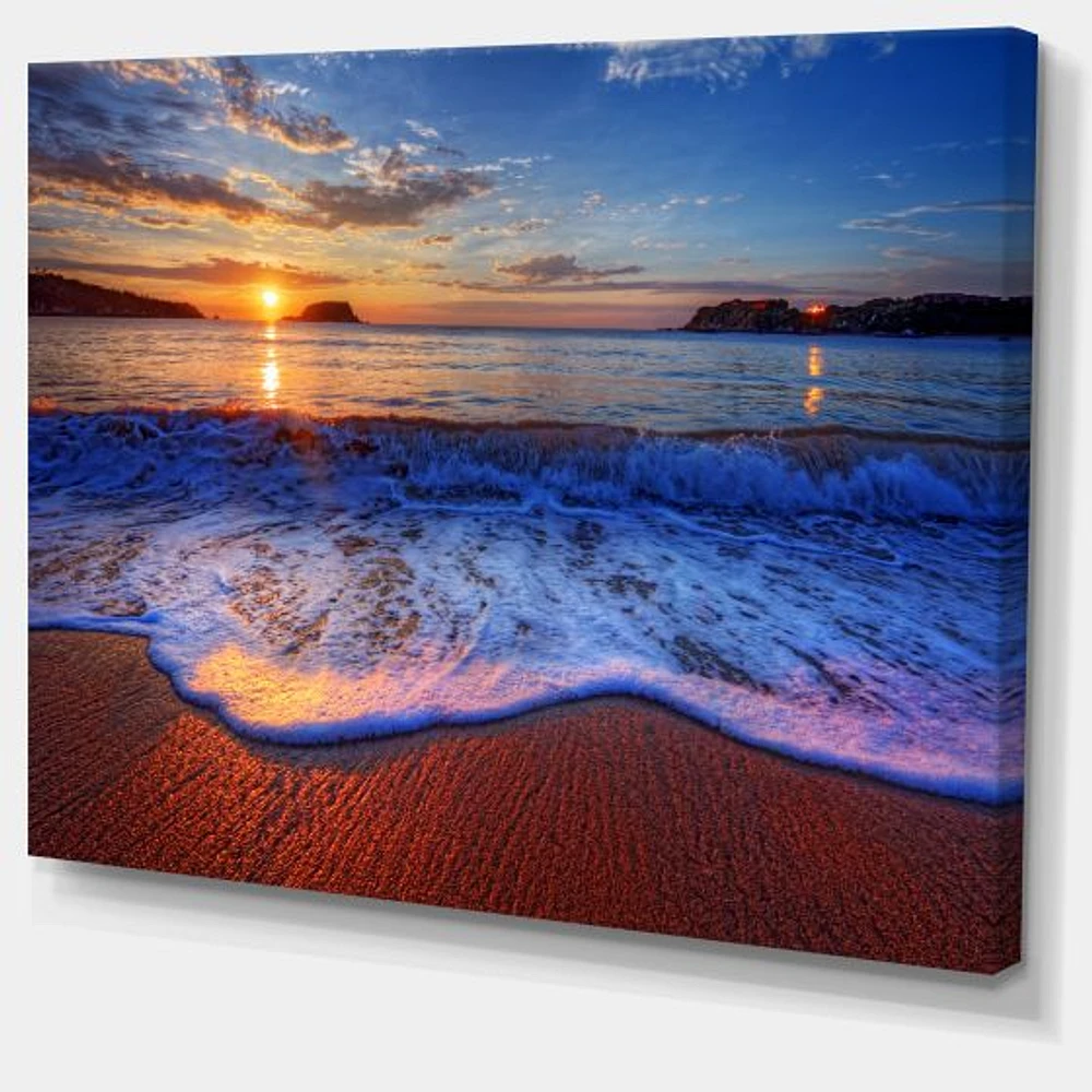 Blue Waves on Sandy Beach Wall Art