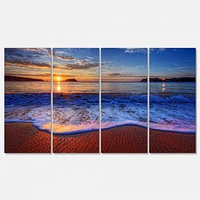 Blue Waves on Sandy Beach Canvas Wall Art - 4-5 Panels