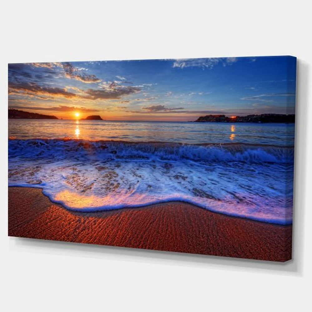 Blue Waves on Sandy Beach Wall Art