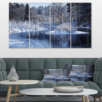 Winter Lake Deep Forest Canvas Wall Art Panels