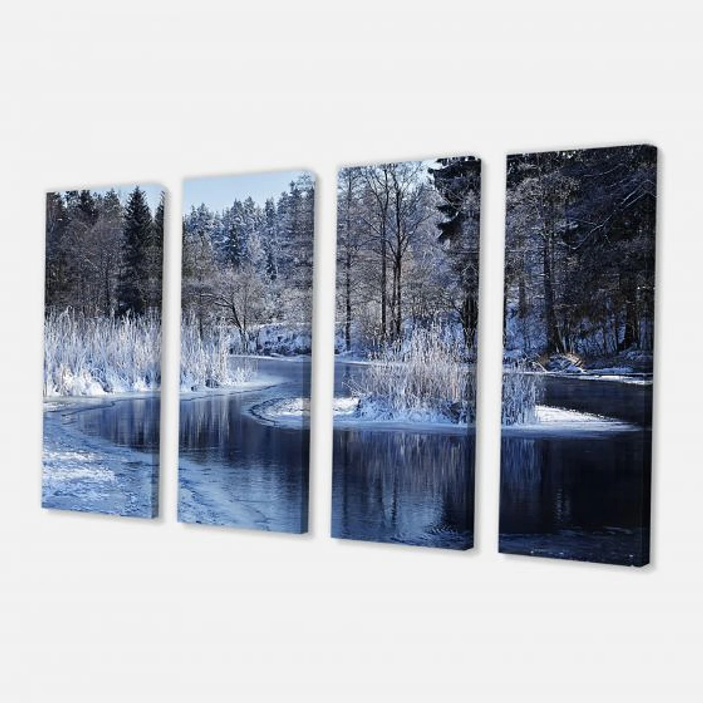 Panneaux de toile « Winter Lake Deep Forest »