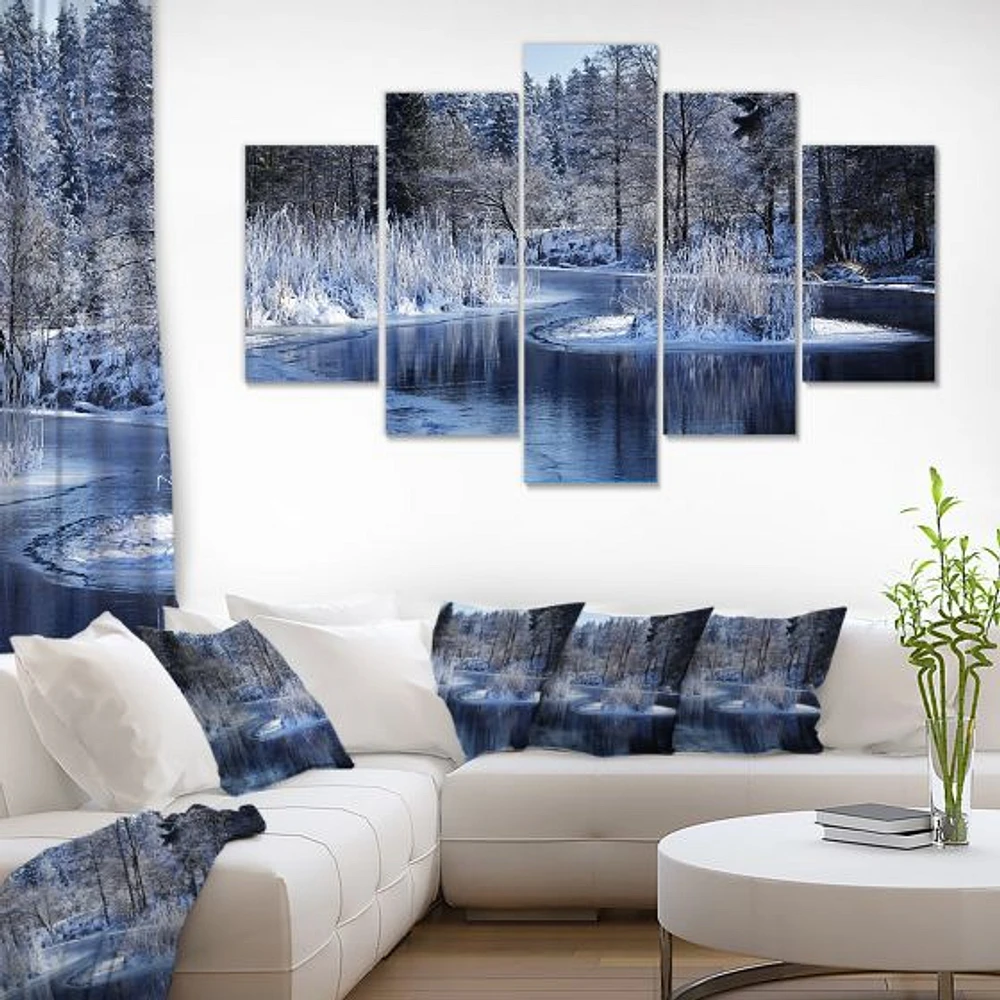 Panneaux de toile « Winter Lake Deep Forest »