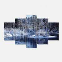 Winter Lake Deep Forest Canvas Wall Art Panels