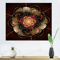 Dark Gold Red Fractal Flower Pattern  Wall Art