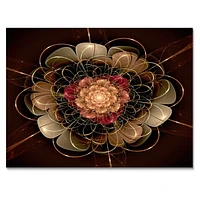 Dark Gold Red Fractal Flower Pattern  Wall Art