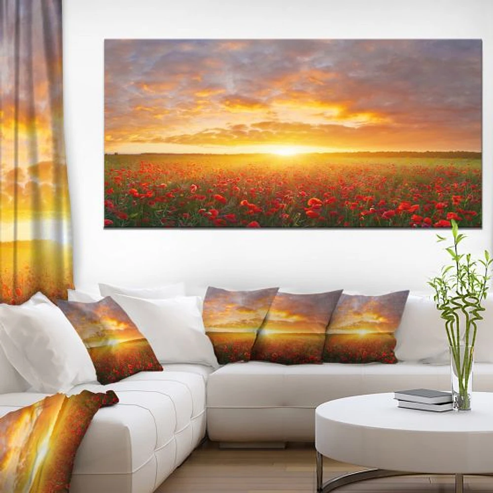 Poppy Field under Bright Sunset  Wall Art