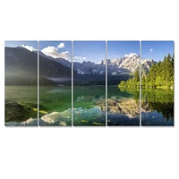 Panneaux de toile « Green Mountain Lake the Alps »