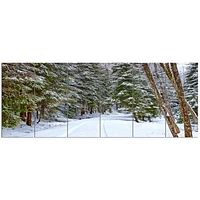 Snowy Road the Forest  Canvas Wall Art