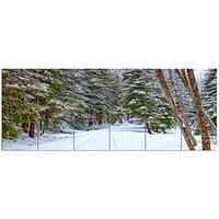 Snowy Road the Forest  Canvas Wall Art