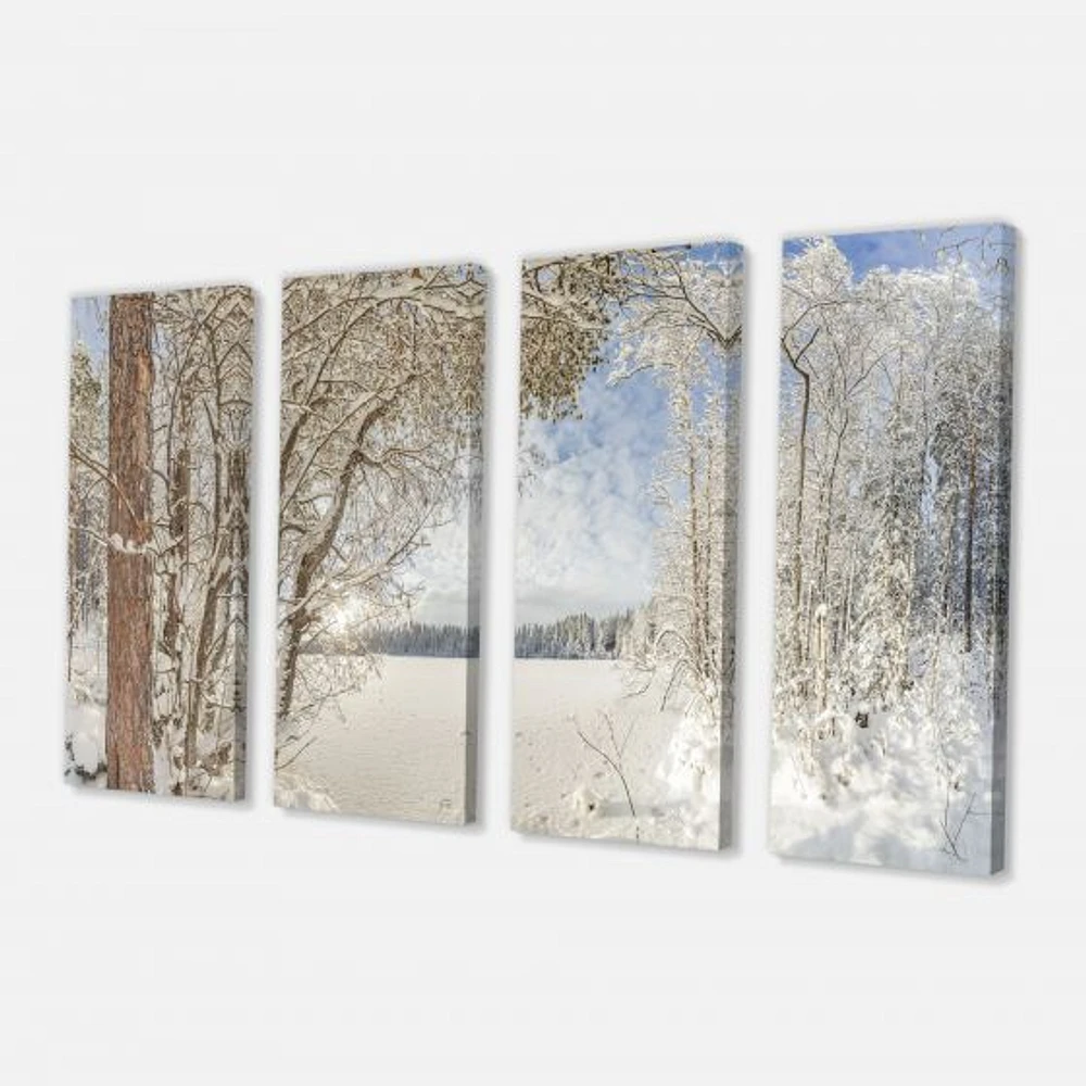 Lake Winter Woods - 4 Canvas Wall Art