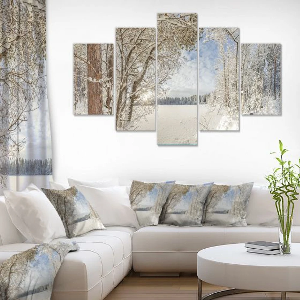 Lake Winter Woods - 4 Canvas Wall Art