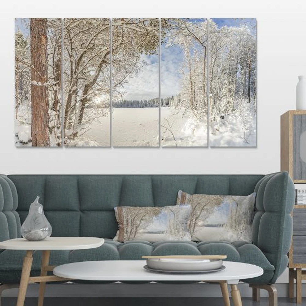 Lake Winter Woods - 4 Canvas Wall Art