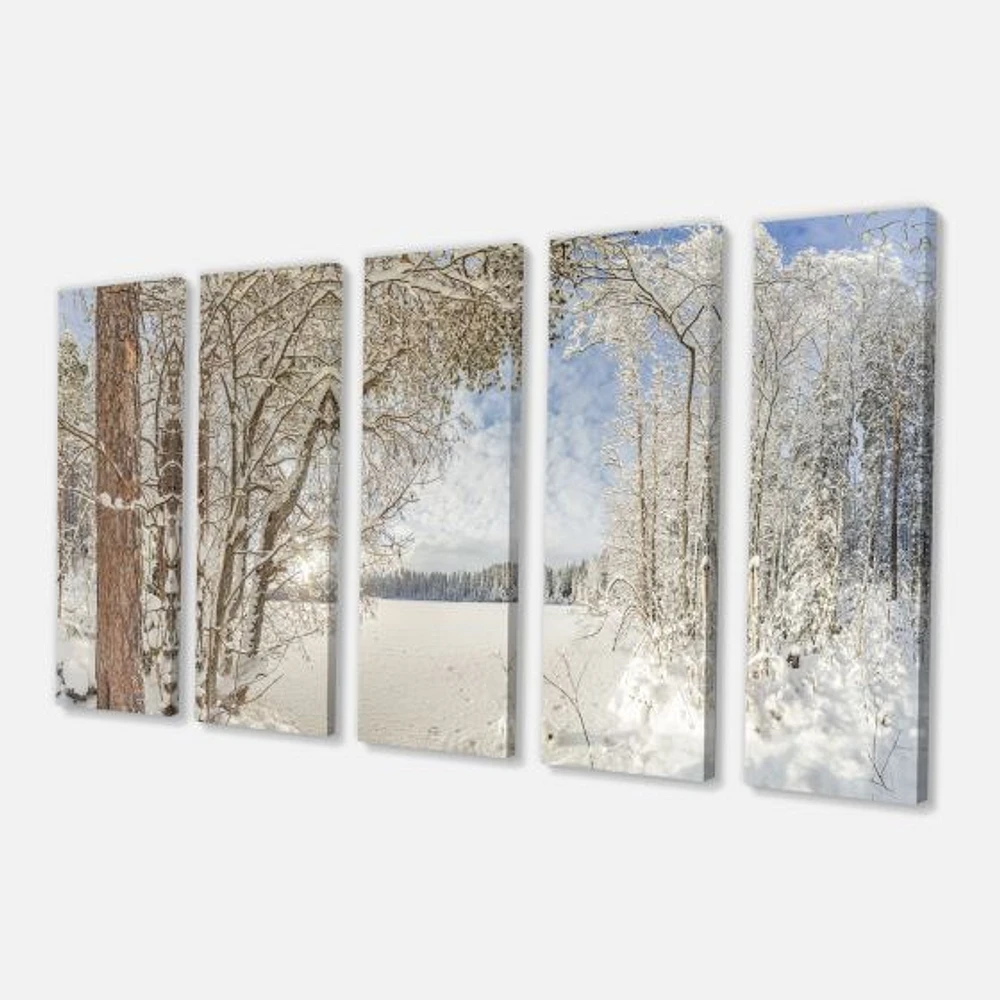 Lake Winter Woods - 4 Canvas Wall Art