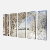 Lake Winter Woods - 4 Canvas Wall Art