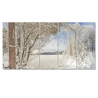 Lake Winter Woods - 4 Canvas Wall Art