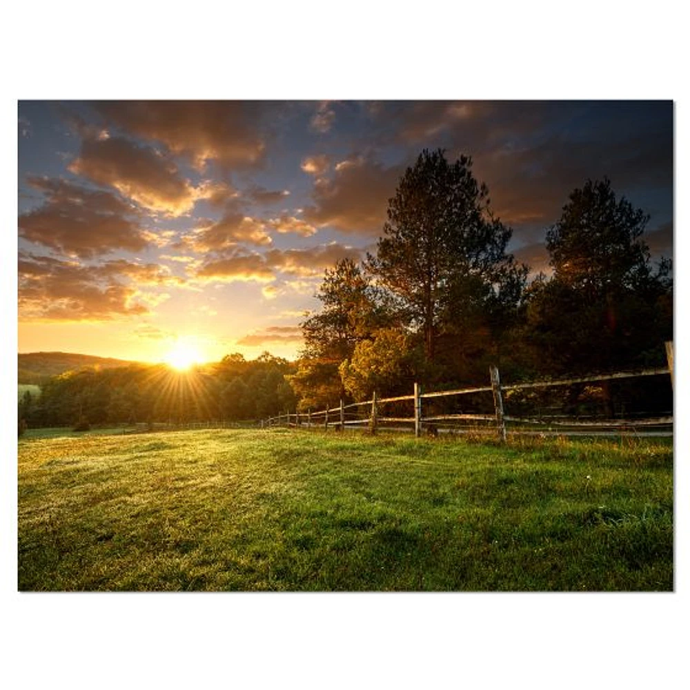 Toile « Fenced Ranch at Sunrise »