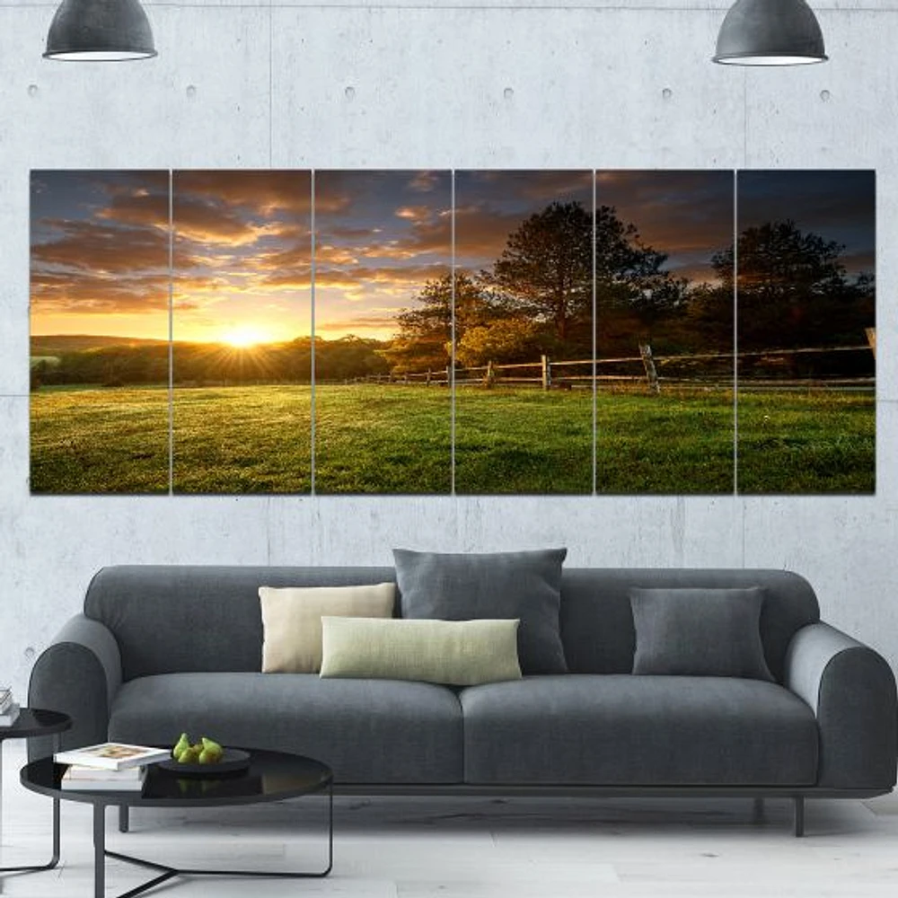 Fenced Ranch at Sunrise  Wall Art