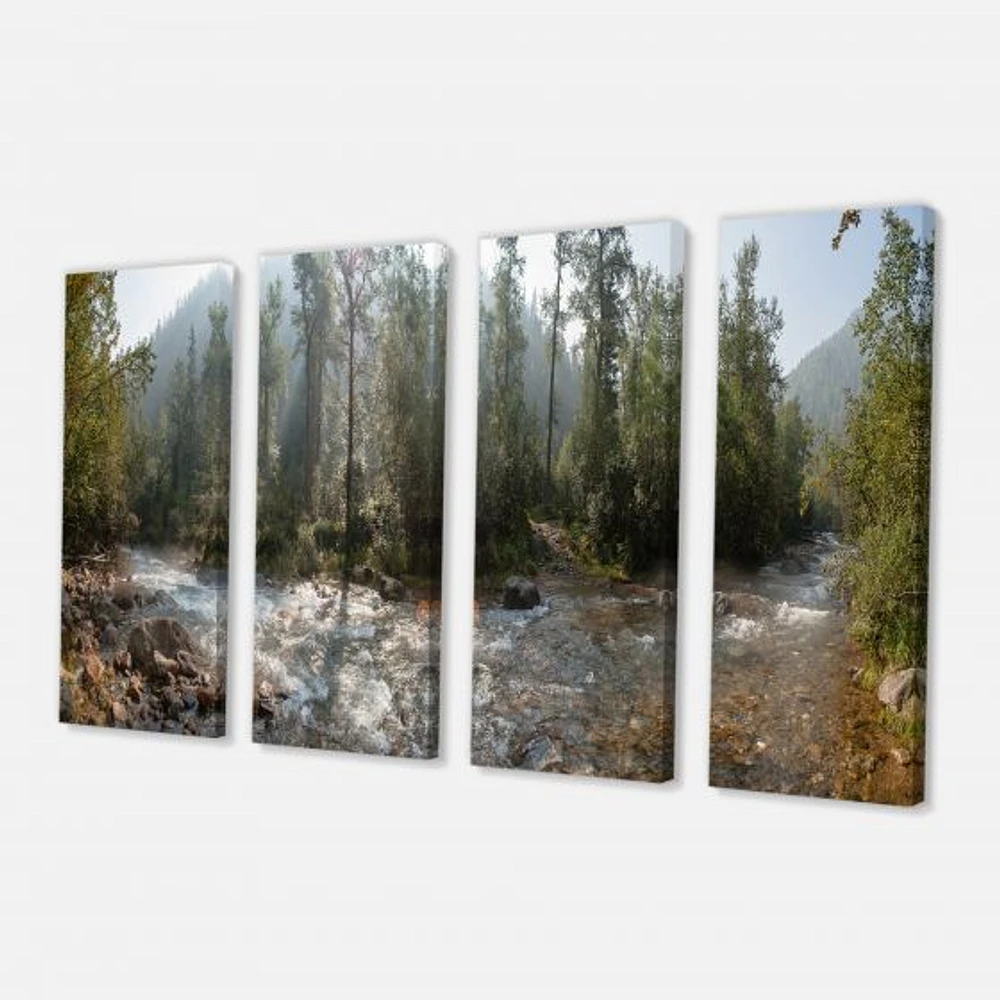 Mountain River Panorama 4 Canvas Wall Art
