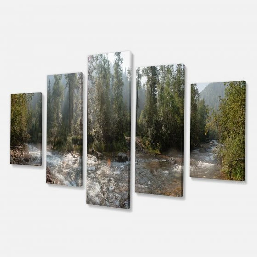 Mountain River Panorama 4 Canvas Wall Art