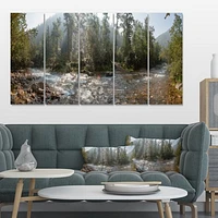 Mountain River Panorama 4 Canvas Wall Art