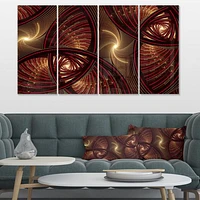 Brown Symmetrical Fractal Pattern Canvas Wall Art