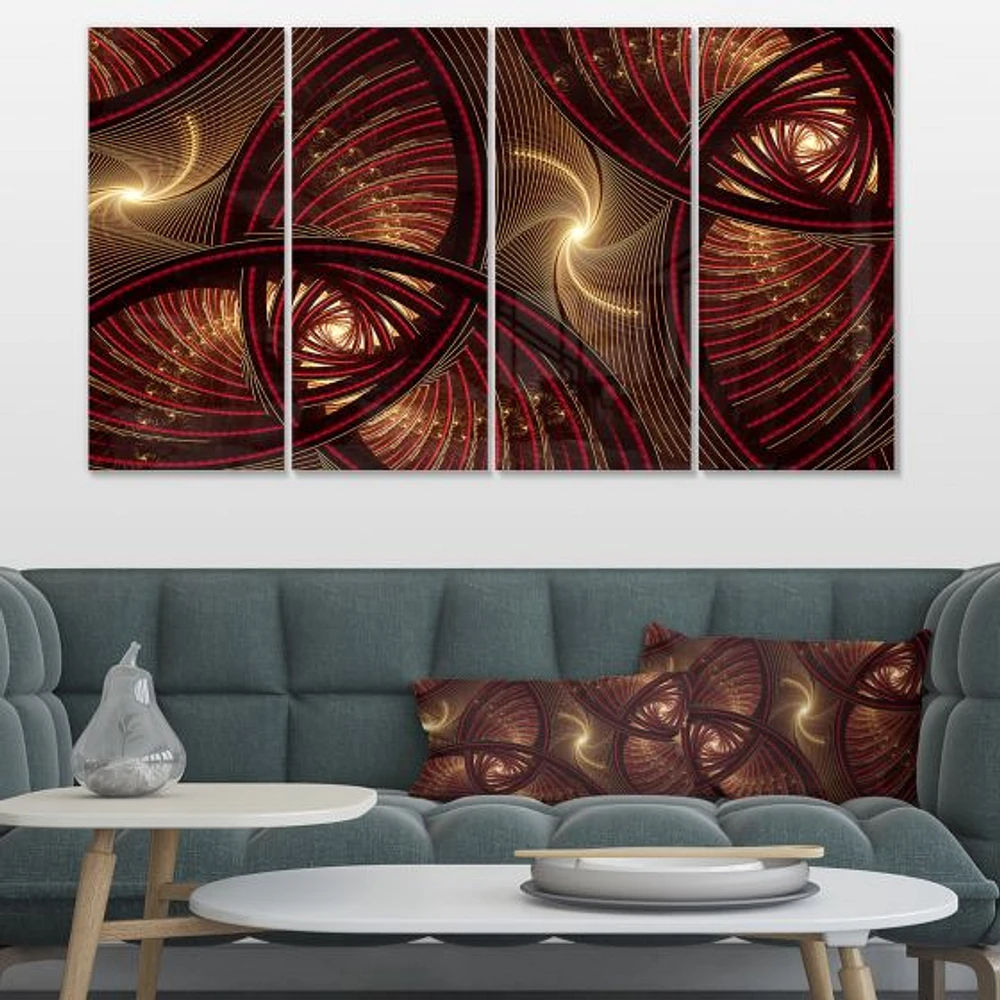 Brown Symmetrical Fractal Pattern Canvas Wall Art