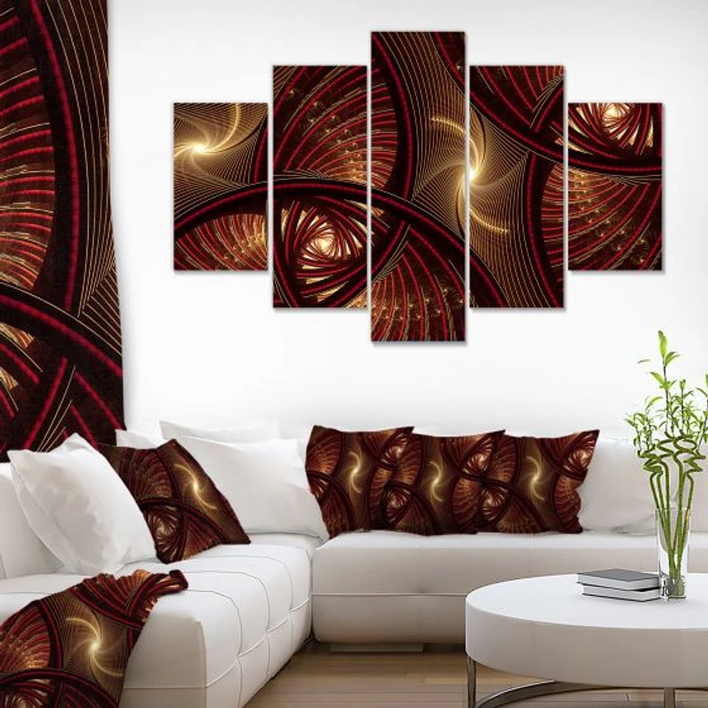 Brown Symmetrical Fractal Pattern Canvas Wall Art