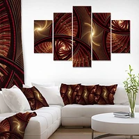 Brown Symmetrical Fractal Pattern Canvas Wall Art
