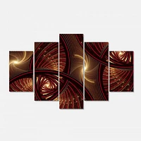 Brown Symmetrical Fractal Pattern Canvas Wall Art