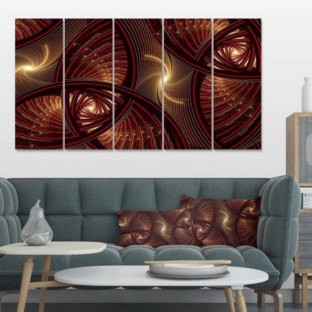 Brown Symmetrical Fractal Pattern Canvas Wall Art