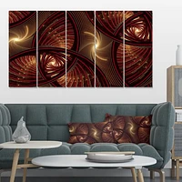 Brown Symmetrical Fractal Pattern Canvas Wall Art