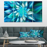 Huge Blue Fractal Flower  Canvas Wall Art