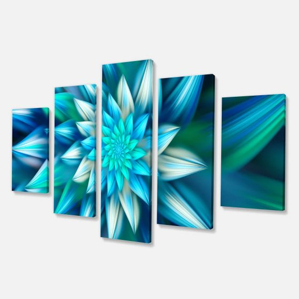 Huge Blue Fractal Flower  Canvas Wall Art