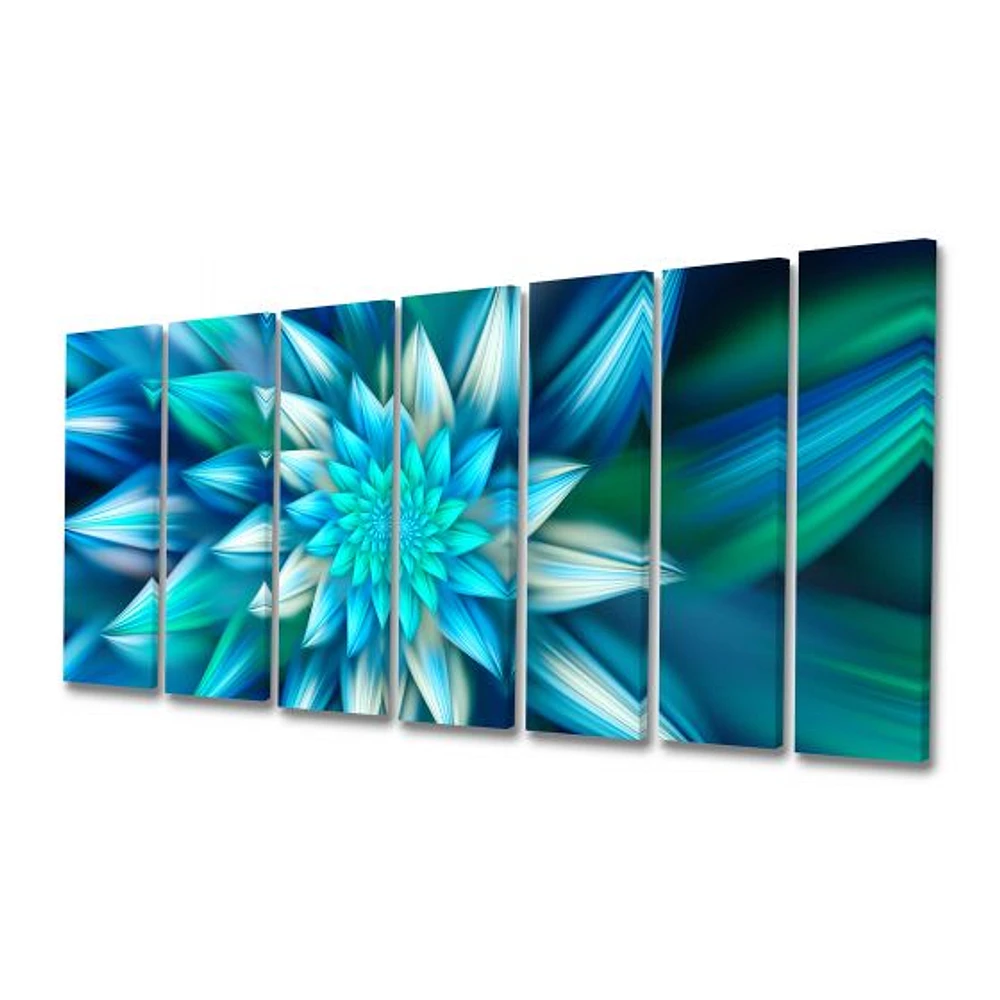 Huge Blue Fractal Flower  Wall Art