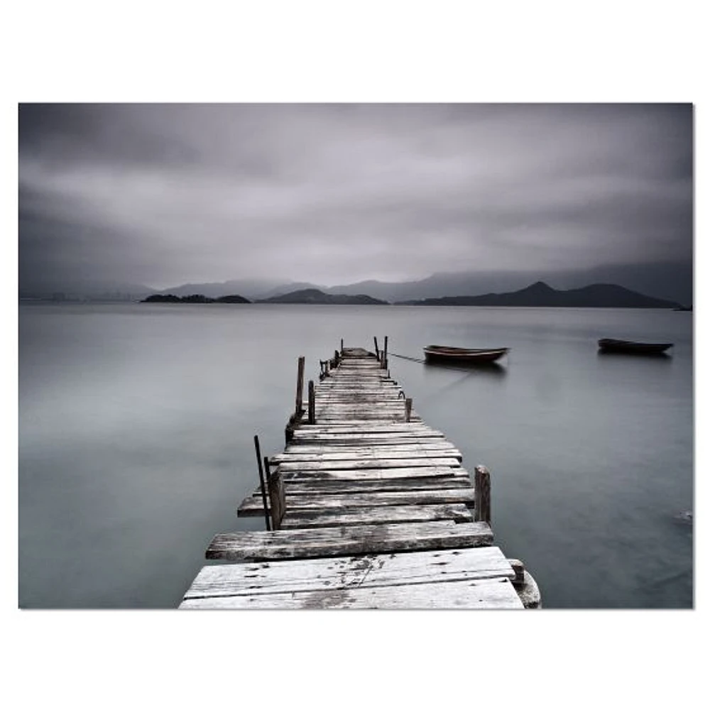 Pier and Boats at Seashore Wall Art