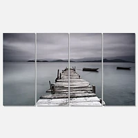 Pier and Boats at Seashore 4 Canvas Wall Art