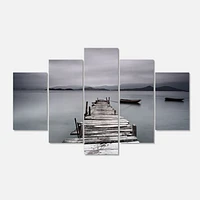 Pier and Boats at Seashore 4 Canvas Wall Art