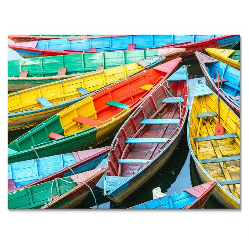 Rowing Boats on the Lake Pokhara  Canvas Wall Art Print