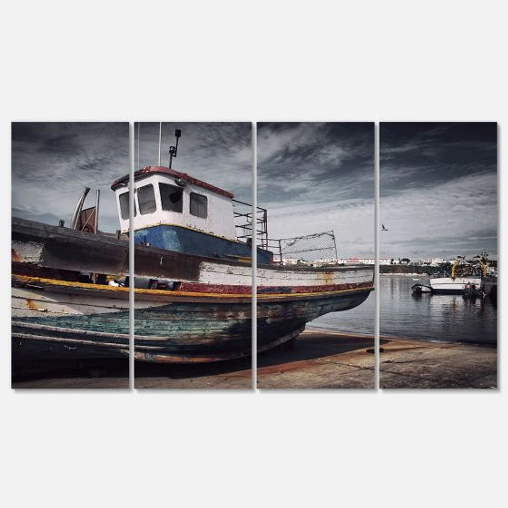 Old Fishing Boat Canvas Wall Art Panels