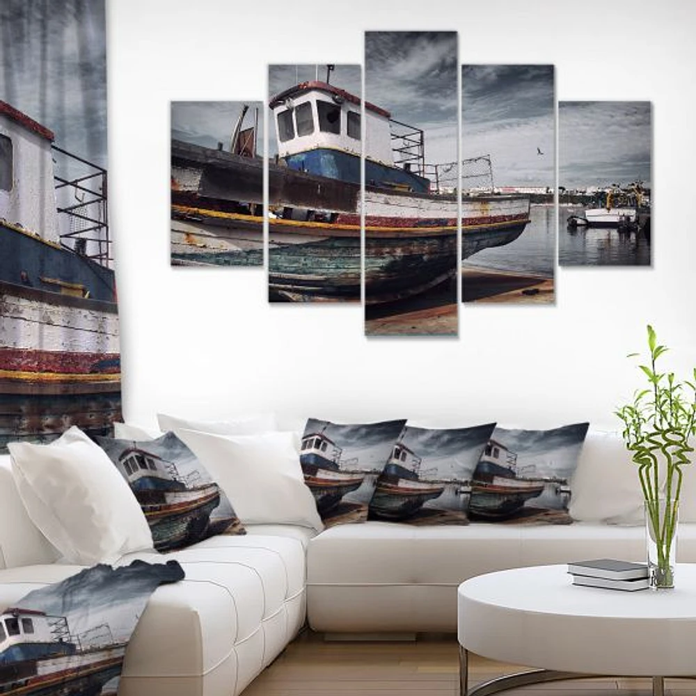 Old Fishing Boat Canvas Wall Art Panels