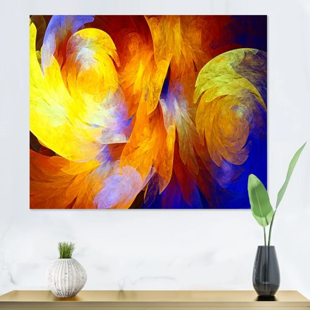 Yellow Fractal Abstract Pattern  Canvas