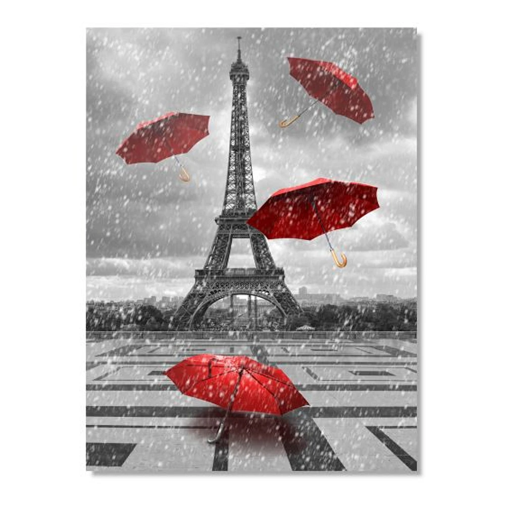 Toile « Flying Umbrella with Eiffel Tower »